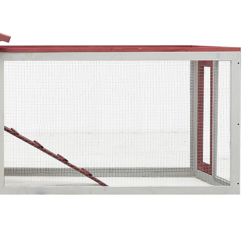 vidaXL piros tömör fenyő- és jegenyefa nyúlketrec 310x70x87  cm