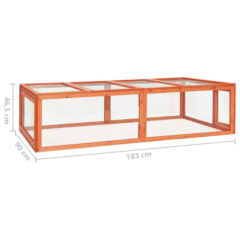 vidaXL tömör fenyőfa nyúlketrec 183 x 90 x 46,5 cm