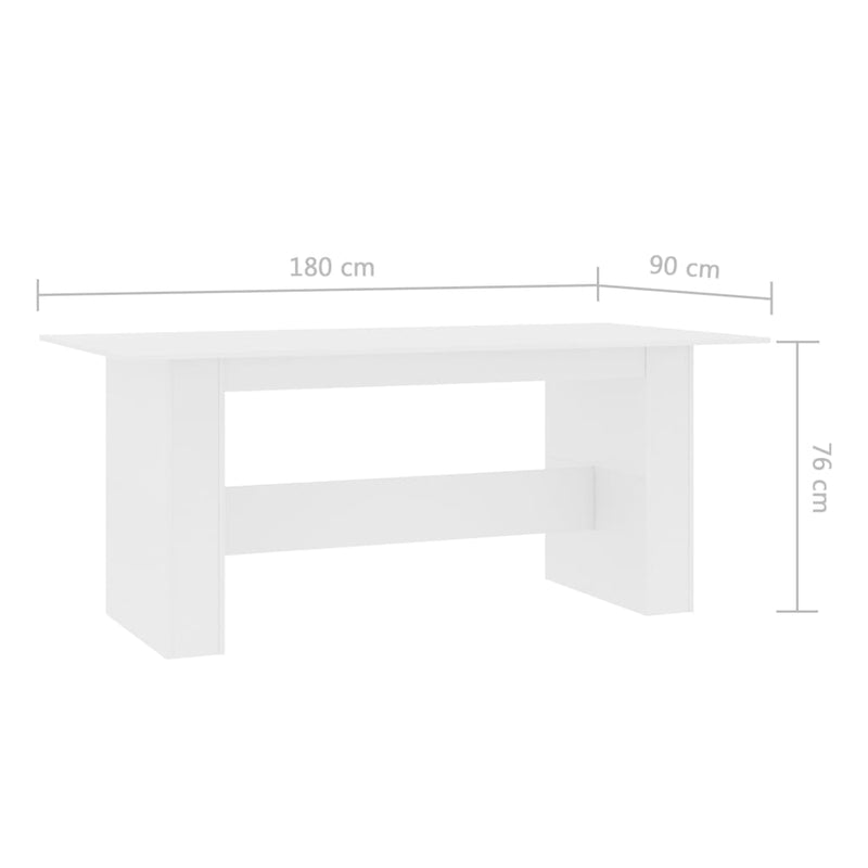 vidaXL fehér szerelt fa étkezőasztal 180 x 90 x 76 cm