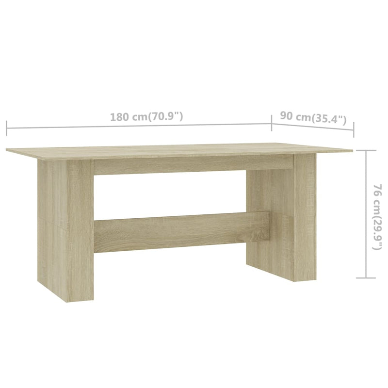 vidaXL sonoma tölgy színű szerelt fa étkezőasztal 180 x 90 x 76 cm