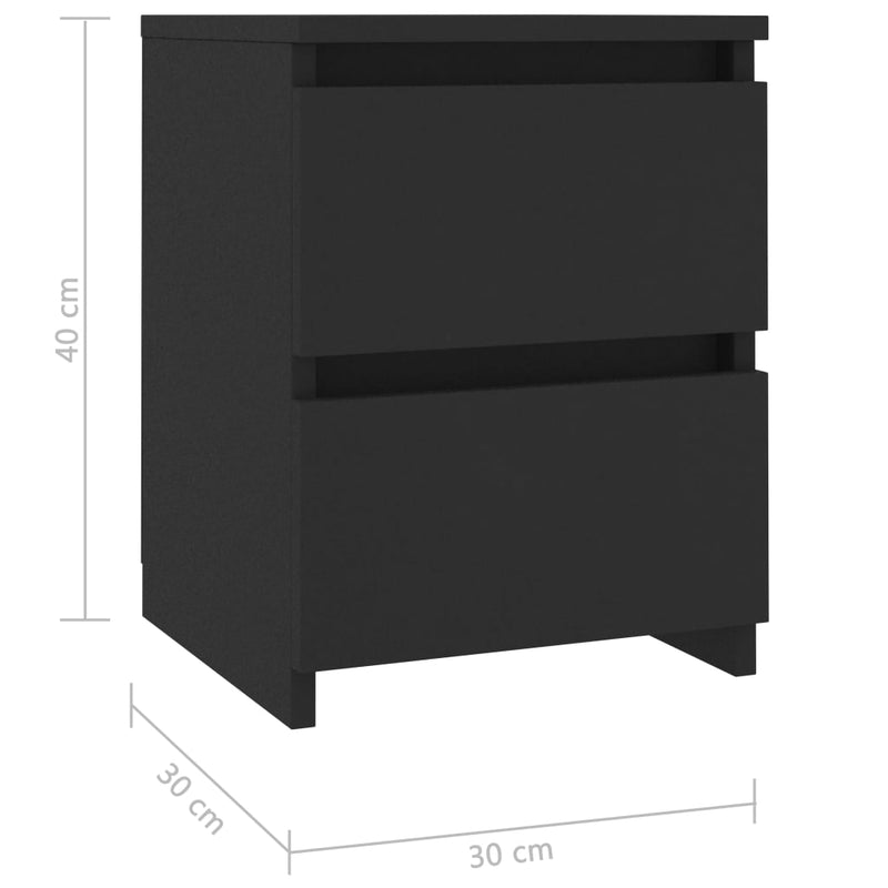 vidaXL 2 db fekete szerelt fa éjjeliszekrény 30 x 30 x 40 cm