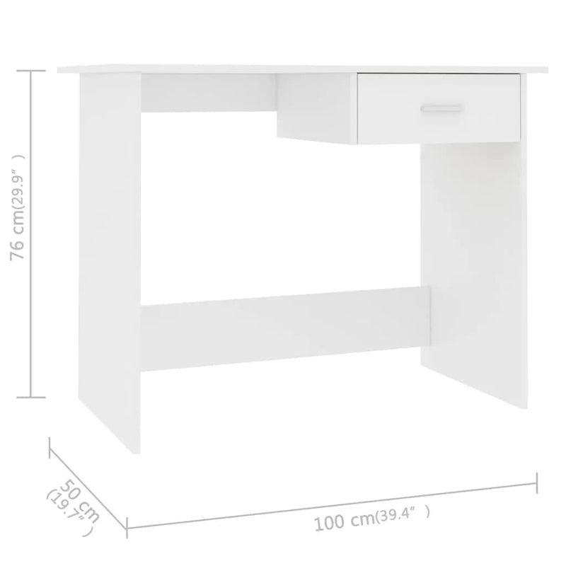 vidaXL fehér szerelt fa íróasztal 100 x 50 x 76 cm