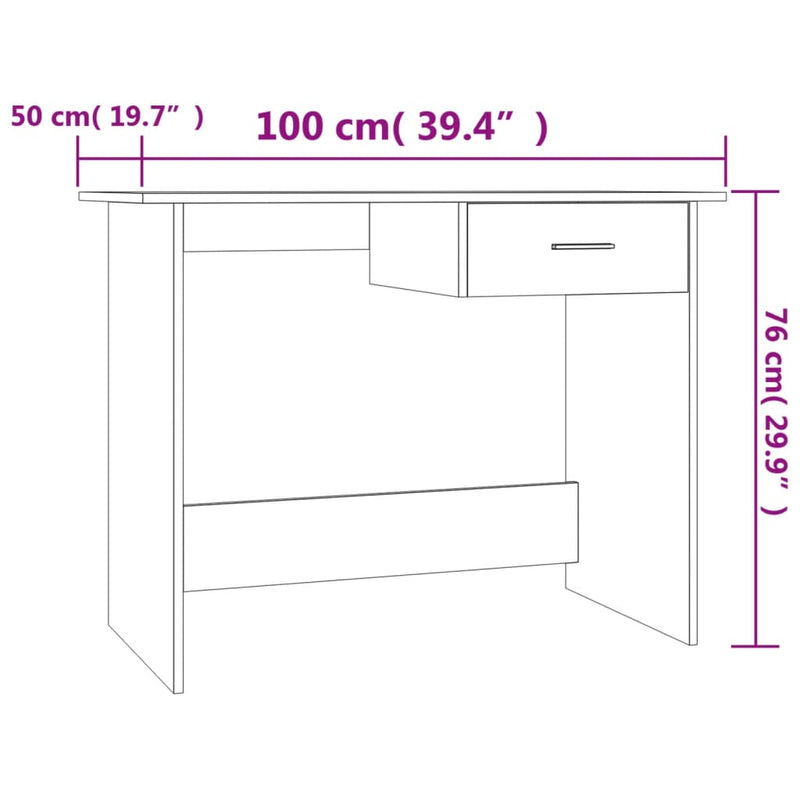vidaXL betonszürke szerelt fa íróasztal 100 x 50 x 76 cm