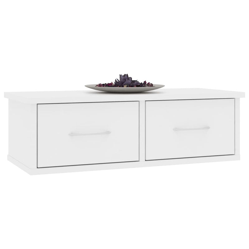 vidaXL fehér szerelt fa falra szerelhető fiókos polc 60 x 26 x 18,5 cm