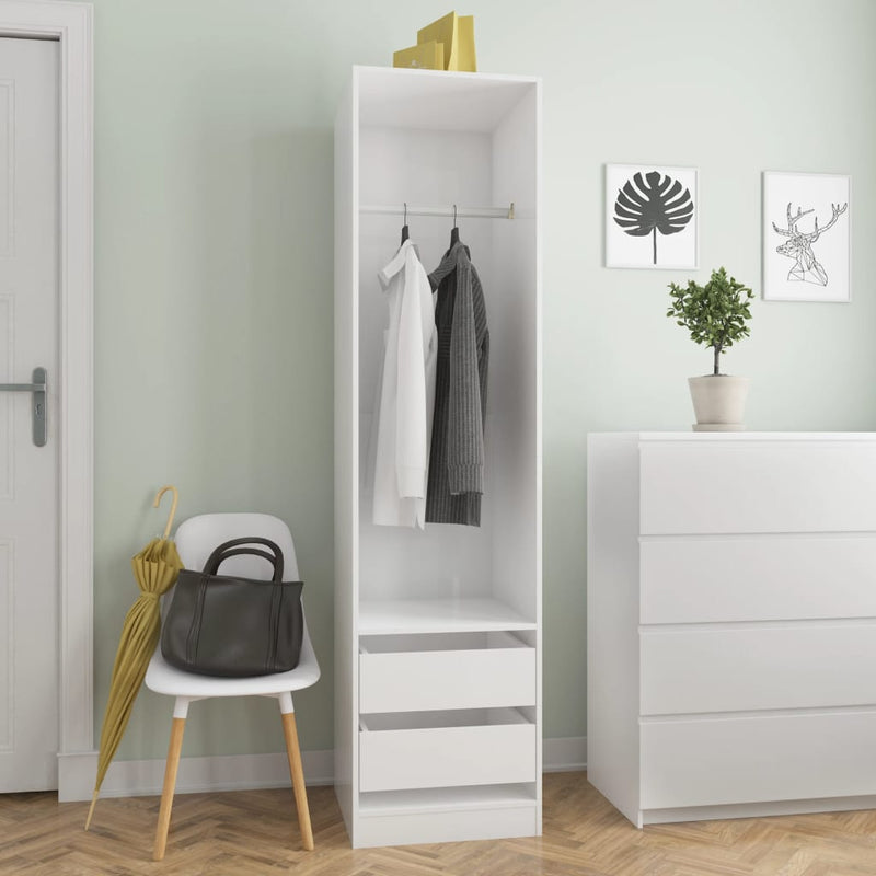 vidaXL magasfényű fehér szerelt fa fiókos ruhásszekrény 50x50x200 cm
