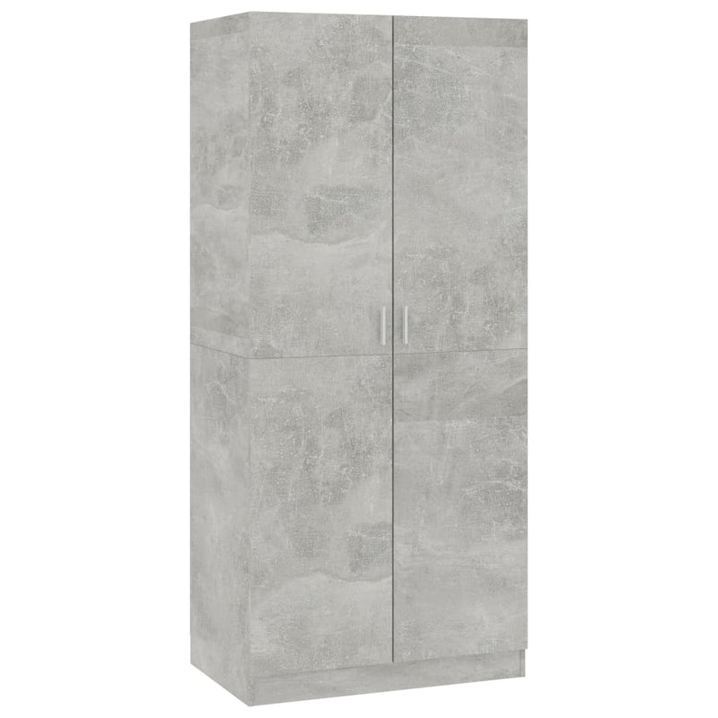 vidaXL betonszürke szerelt fa ruhásszekrény 80 x 52 x 180 cm
