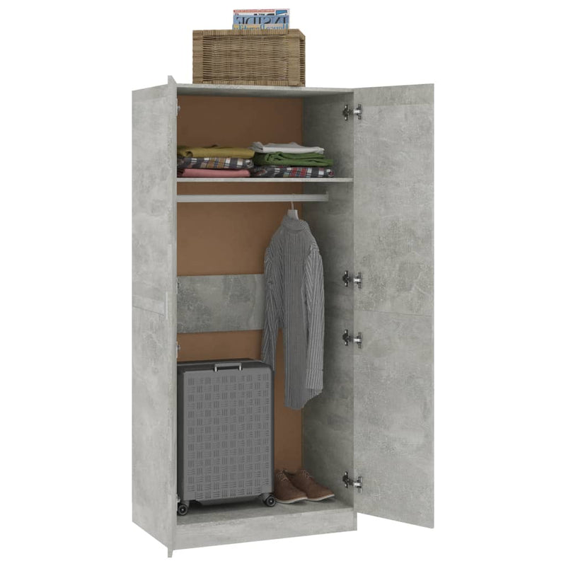 vidaXL betonszürke szerelt fa ruhásszekrény 80 x 52 x 180 cm