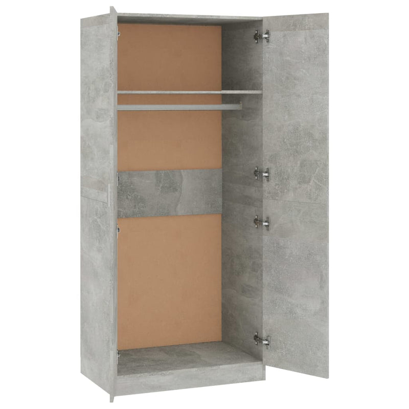 vidaXL betonszürke szerelt fa ruhásszekrény 80 x 52 x 180 cm