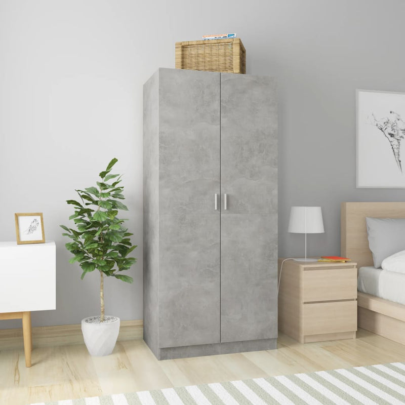 vidaXL betonszürke szerelt fa ruhásszekrény 80 x 52 x 180 cm