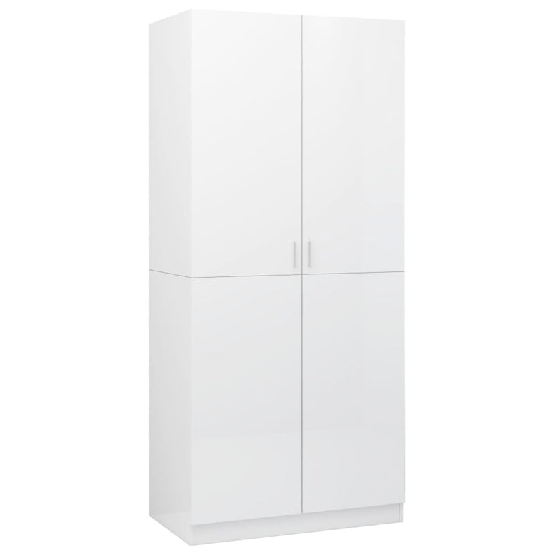 vidaXL magasfényű fehér szerelt fa ruhásszekrény 80 x 52 x 180 cm