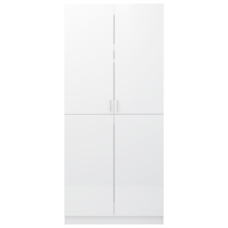vidaXL magasfényű fehér szerelt fa ruhásszekrény 80 x 52 x 180 cm