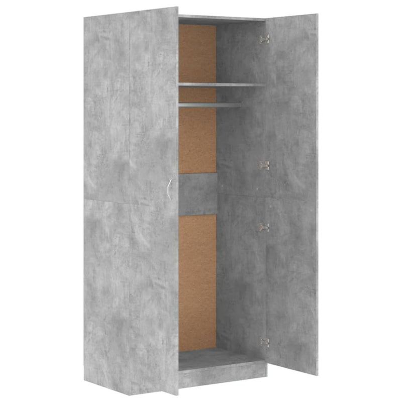 vidaXL betonszürke szerelt fa ruhásszekrény 90 x 52 x 200 cm