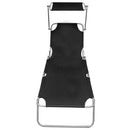 vidaXL fekete alumínium összecsukható napozóágy napellenzővel