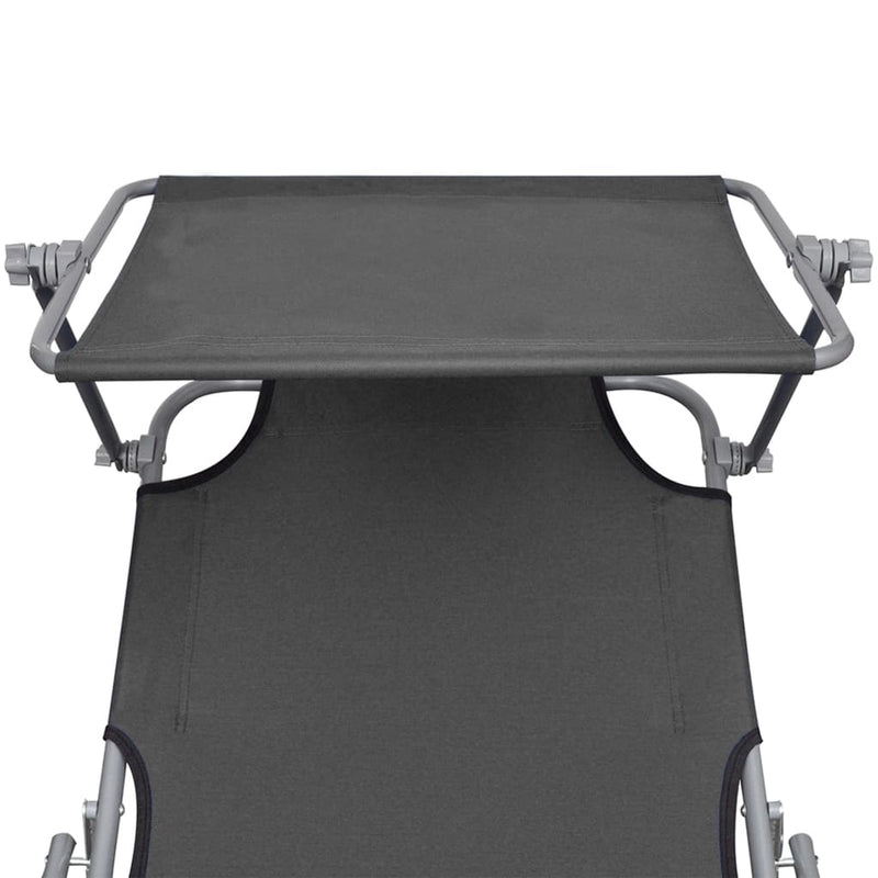 vidaXL szürke alumínium összecsukható napozóágy napellenzővel