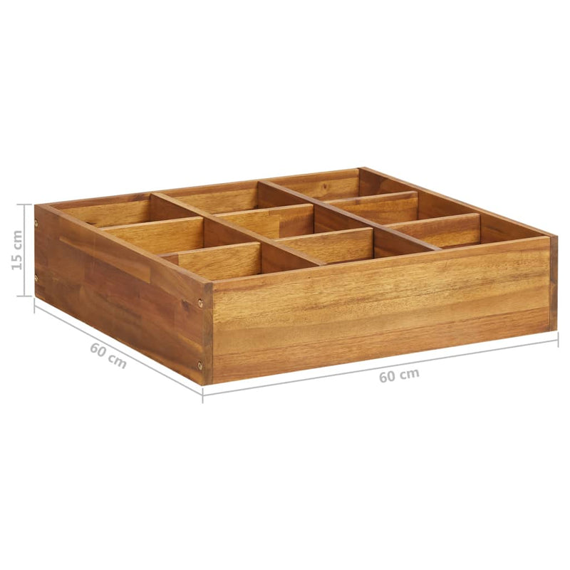 vidaXL tömör akácfa kerti magaságyás 60 x 60 x 15 cm