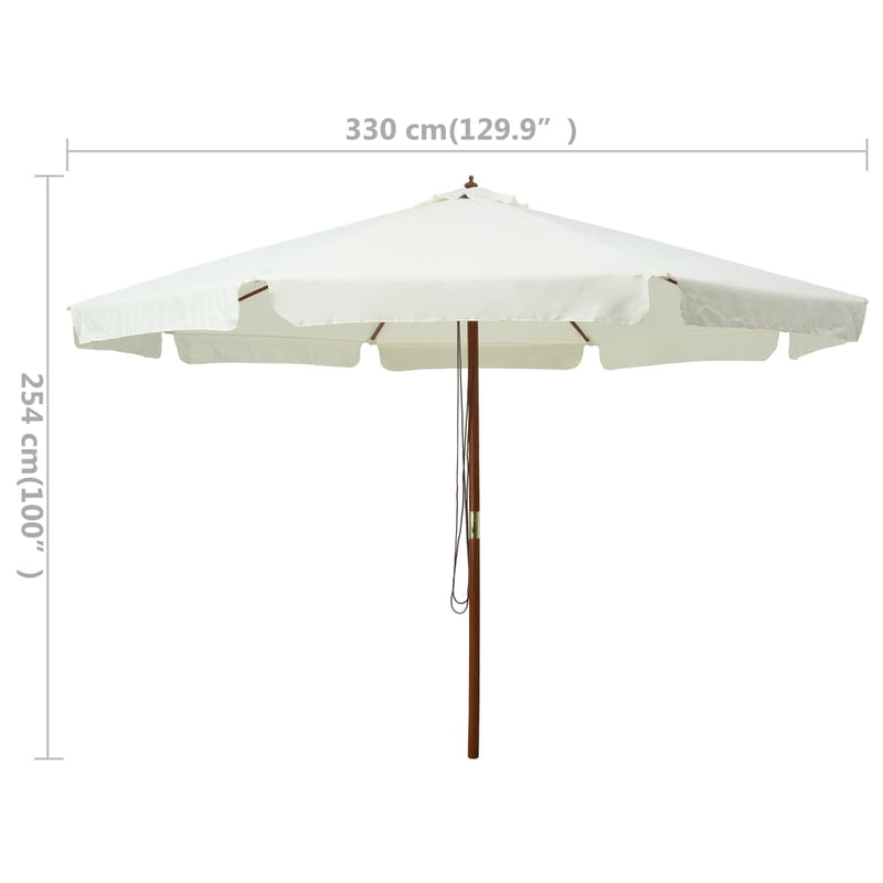 vidaXL homokfehér kültéri napernyő farúddal 330 cm