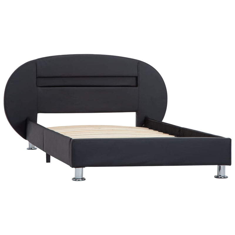 vidaXL fekete műbőr ágykeret LED csíkkal 90 x 200 cm