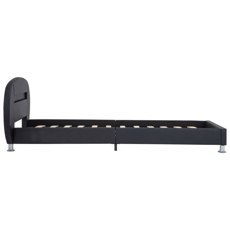 vidaXL fekete műbőr ágykeret LED csíkkal 90 x 200 cm