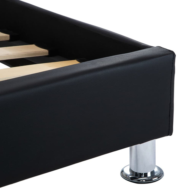 vidaXL fekete műbőr ágykeret LED csíkkal 90 x 200 cm