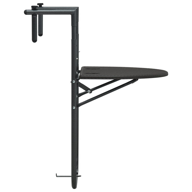 vidaXL barna rattan hatású műanyag függő erkélyasztal 60x64x83,5 cm