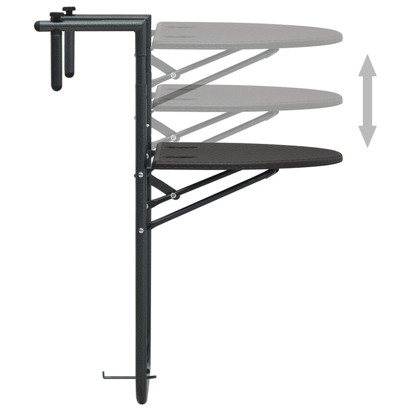 vidaXL barna rattan hatású műanyag függő erkélyasztal 60x64x83,5 cm