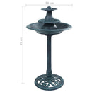 vidaXL zöld műanyag madárfürdető szökőkúttal 50 x 91 cm