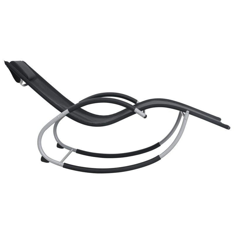 vidaXL fekete textilén napozóágy párnával