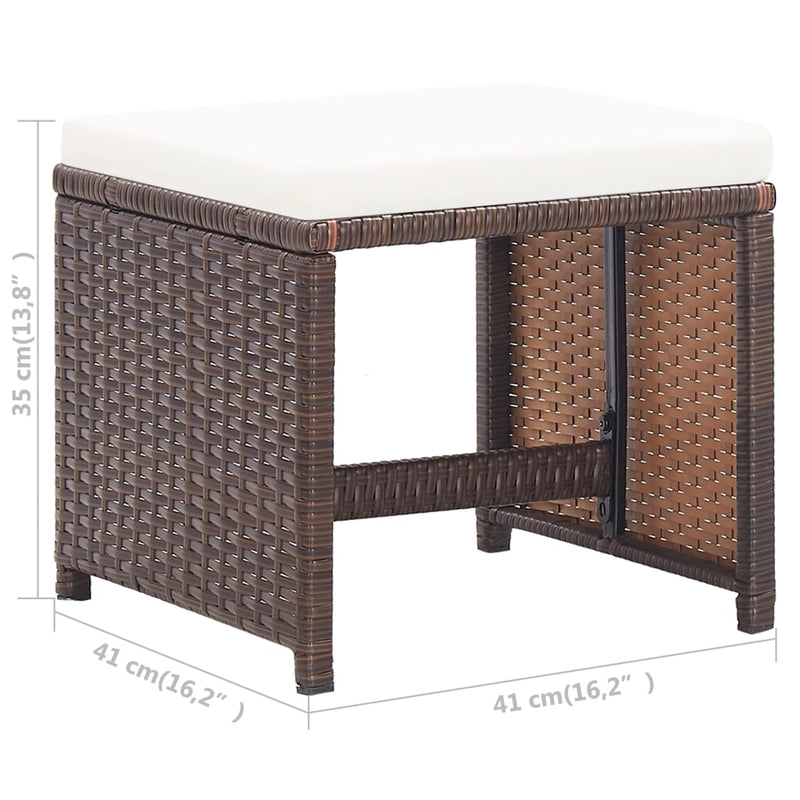 vidaXL 2 db barna polyrattan kerti ülőke párnával