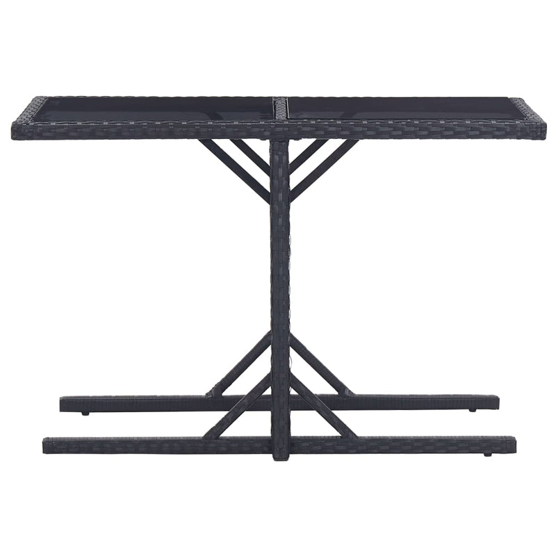 vidaXL fekete polyrattan és üveglapos kerti asztal 110 x 53 x 72 cm