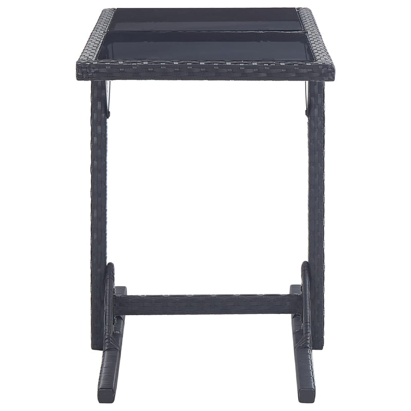 vidaXL fekete polyrattan és üveglapos kerti asztal 110 x 53 x 72 cm