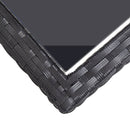 vidaXL fekete polyrattan és üveglapos kerti asztal 110 x 53 x 72 cm