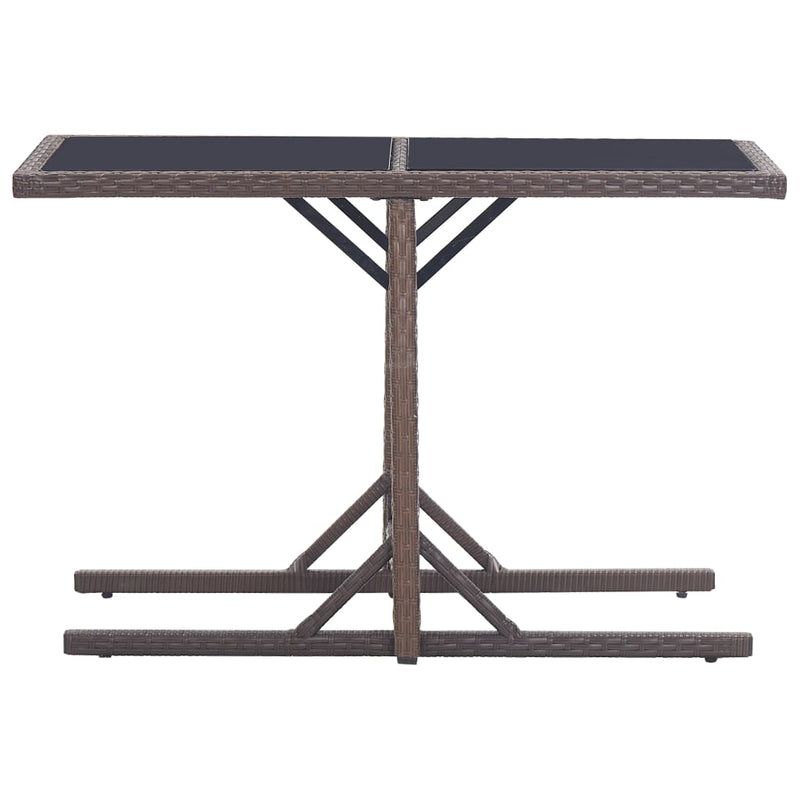 vidaXL barna polyrattan és üveglapos kerti asztal 110 x 53 x 72 cm