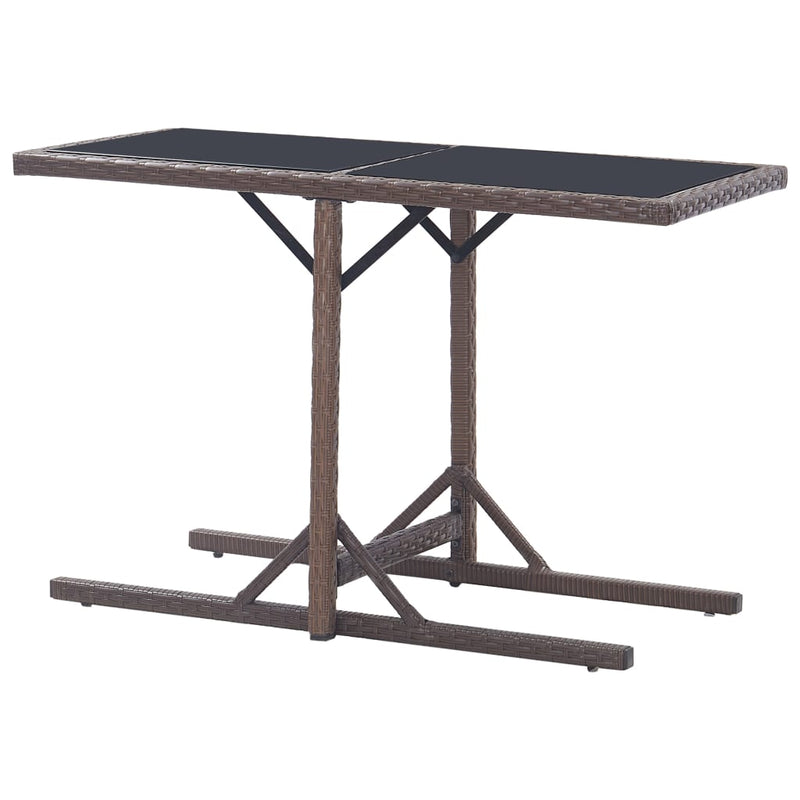 vidaXL barna polyrattan és üveglapos kerti asztal 110 x 53 x 72 cm