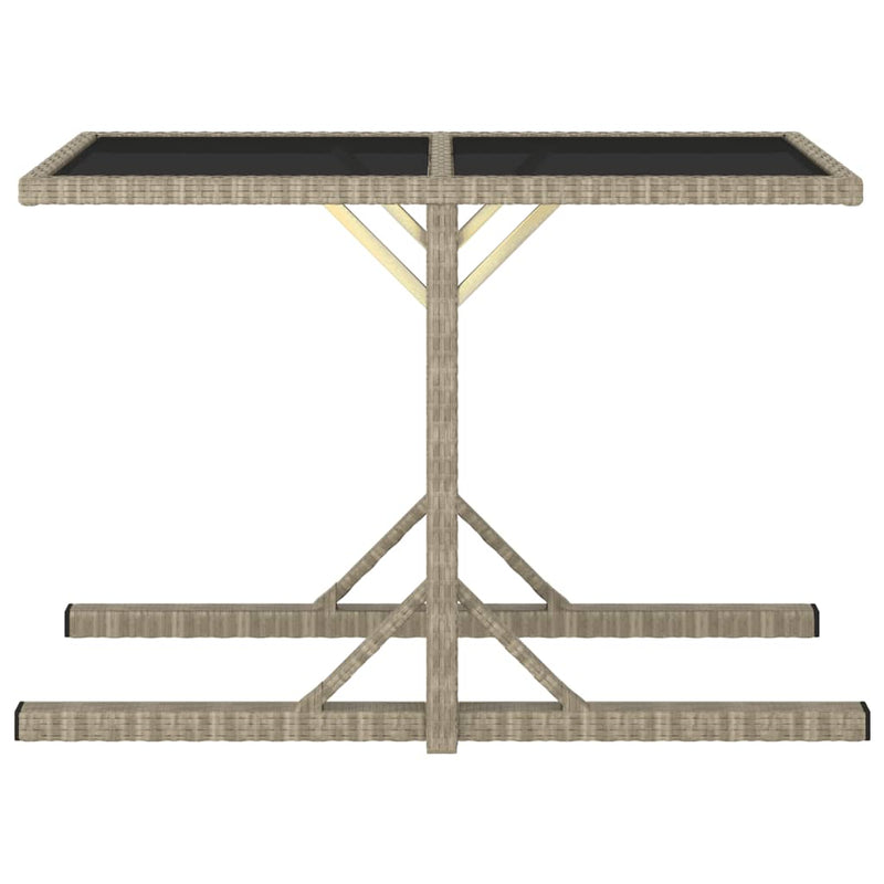 vidaXL bézs üveg és polyrattan kerti asztal 110 x 53 x 72 cm