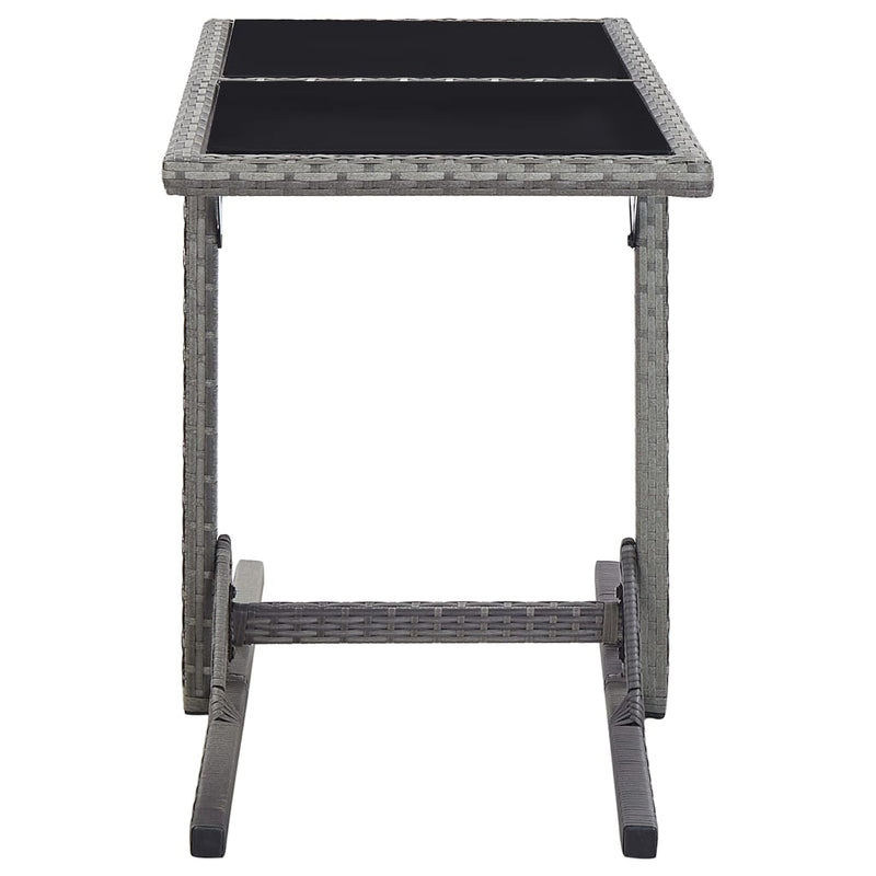 vidaXL antracitszürke polyrattan és üveglapos kerti asztal 110x53x72cm