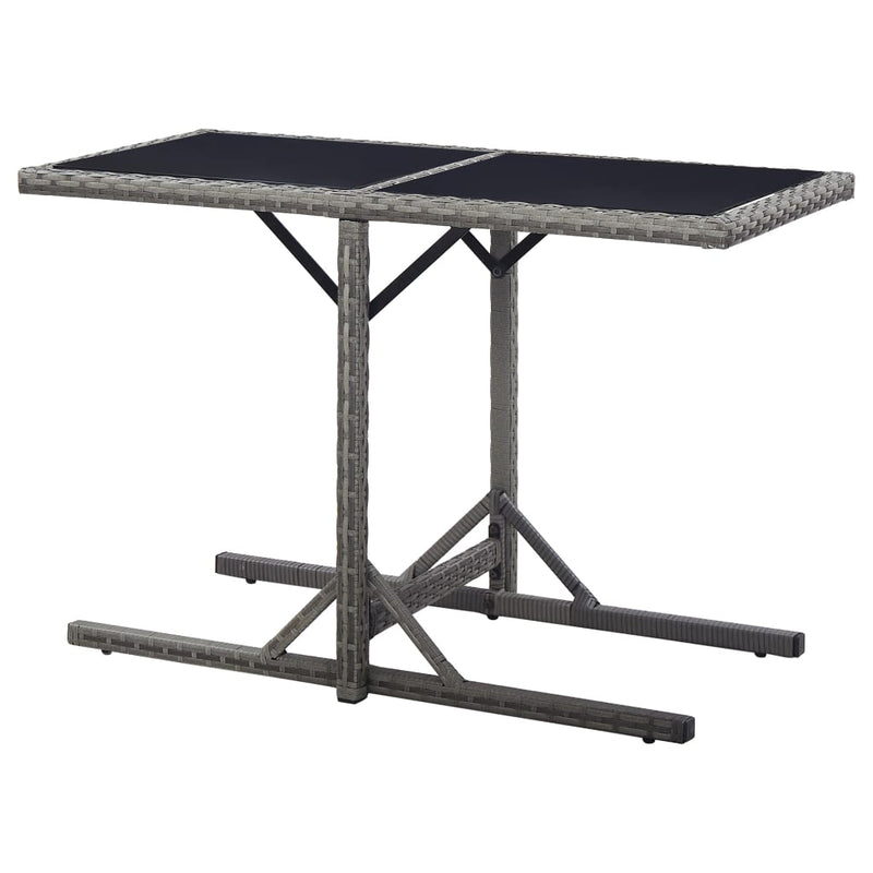 vidaXL antracitszürke polyrattan és üveglapos kerti asztal 110x53x72cm