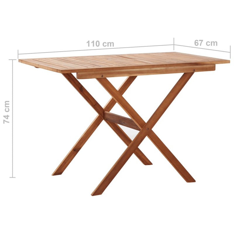 vidaXL tömör akácfa kerti asztal 110 x 67 x 74 cm