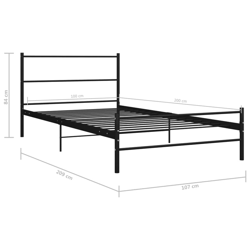vidaXL fekete fém ágykeret 100 x 200 cm