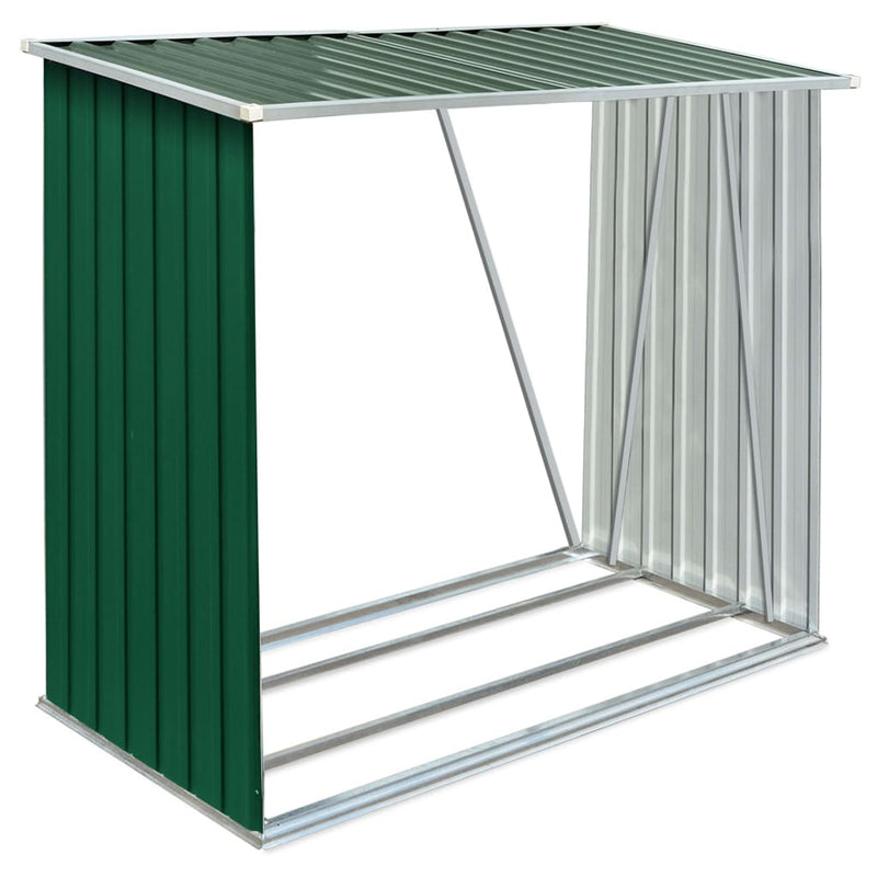 vidaXL zöld horganyzott acél kerti tűzifatároló 163 x 83 x 154 cm