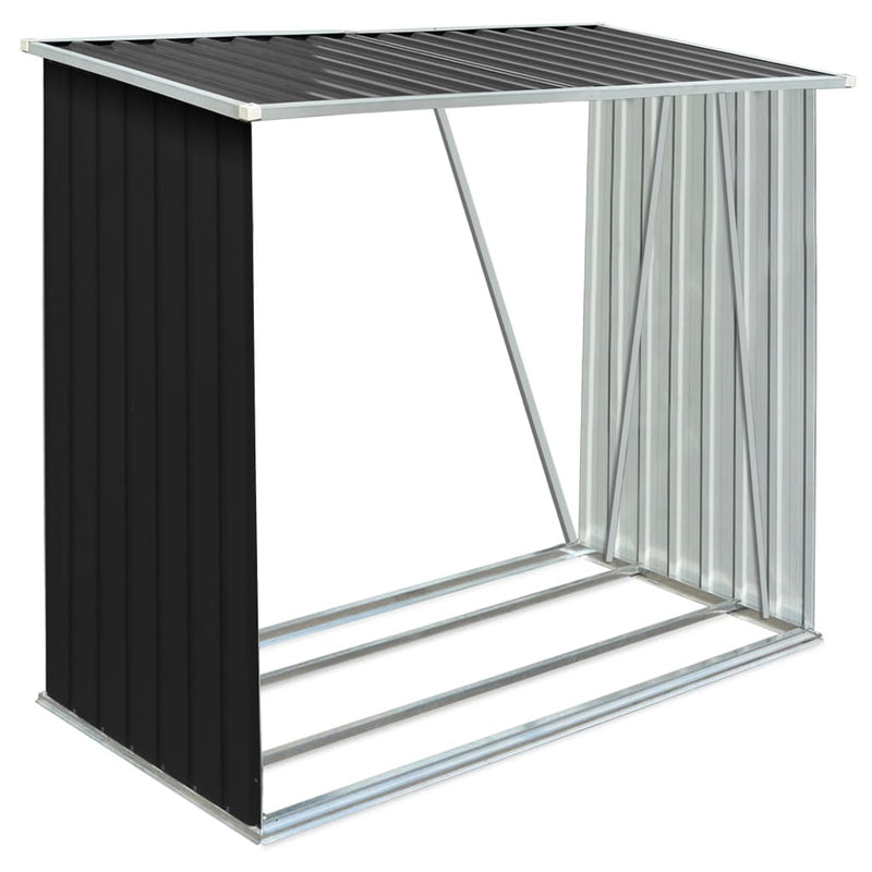 vidaXL antracit horganyzott acél kerti tűzifatároló 163 x 83 x 154 cm