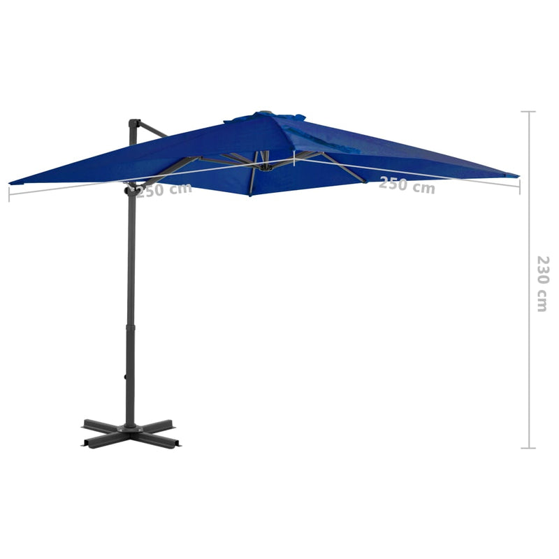 vidaXL azúrkék konzolos napernyő alumíniumrúddal 250 x 250 cm