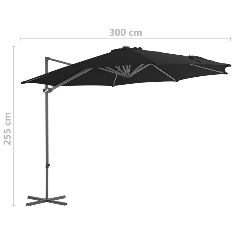 vidaXL fekete konzolos napernyő acélrúddal 300 cm
