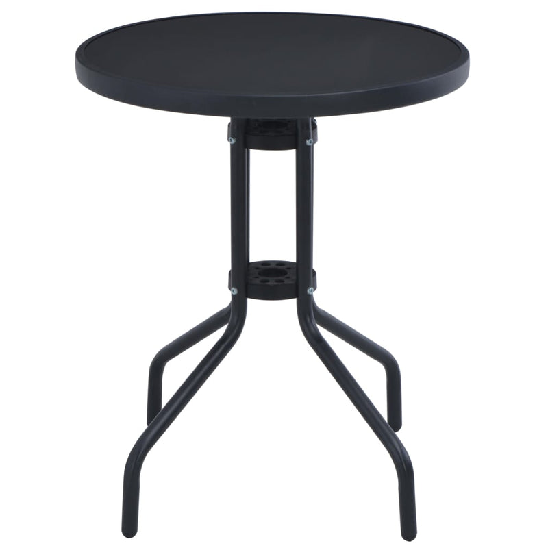 vidaXL fekete acél és üveg kerti asztal 60 cm