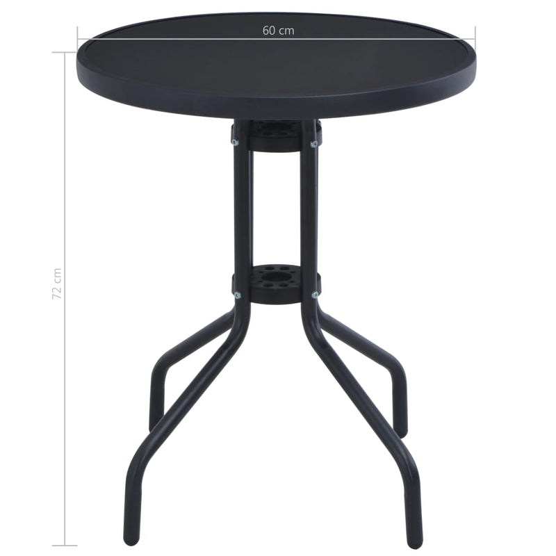 vidaXL fekete acél és üveg kerti asztal 60 cm