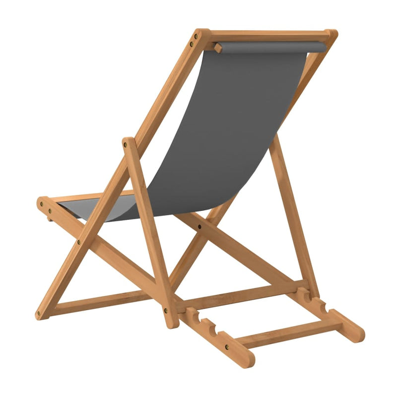 vidaXL szürke összecsukható tömör tíkfa strandszék