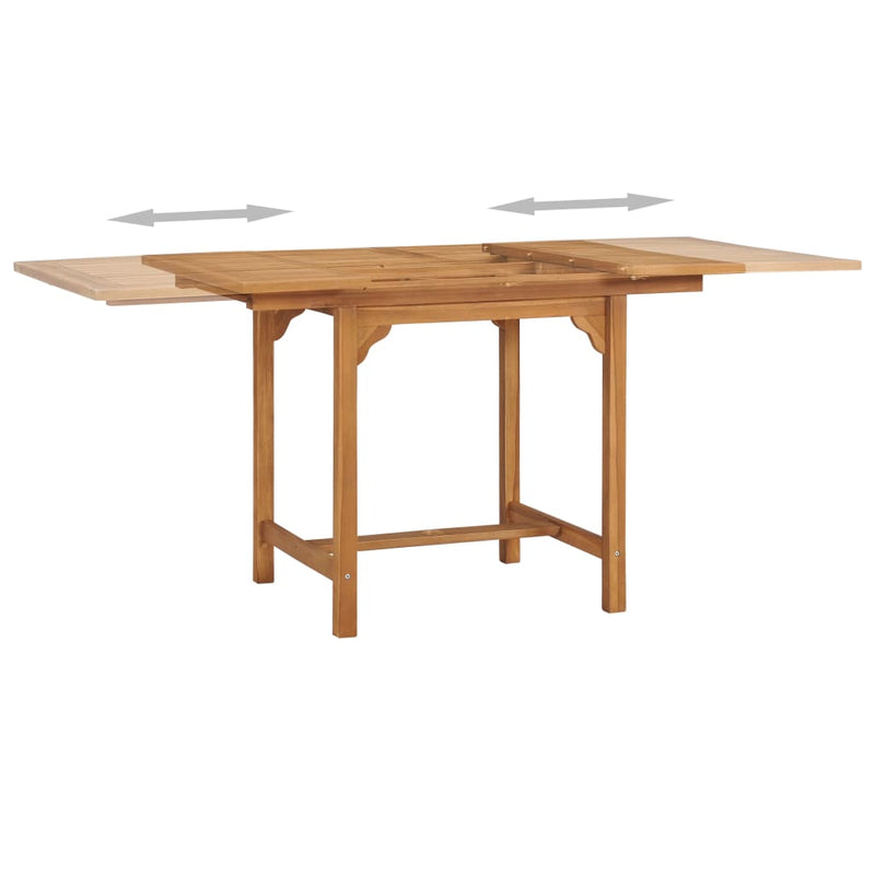 vidaXL kihúzható tömör tíkfa kerti asztal (110-160) x 80 x 75 cm