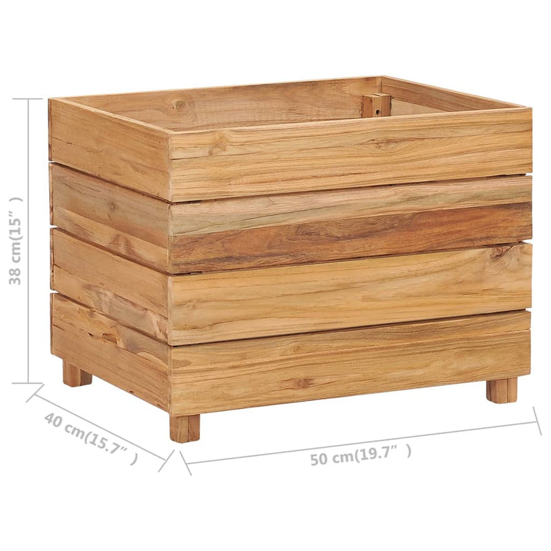 vidaXL újrahasznosított tíkfa és acél magaságyás 50 x 40 x 38 cm