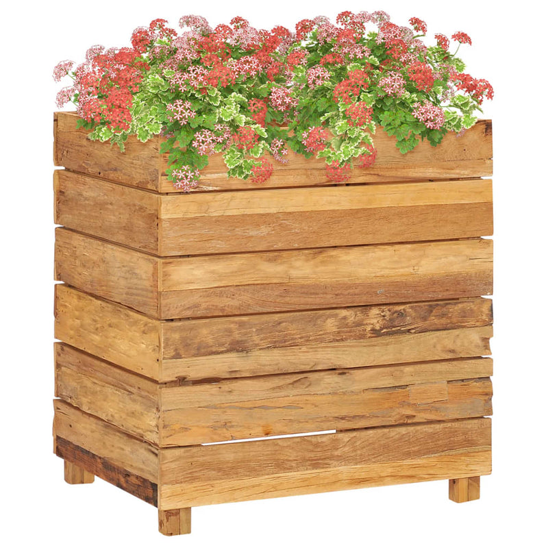 vidaXL újrahasznosított tíkfa és acél magaságyás 50 x 40 x 55 cm