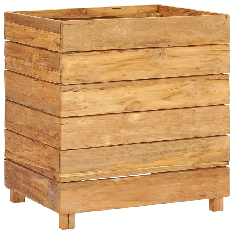 vidaXL újrahasznosított tíkfa és acél magaságyás 50 x 40 x 55 cm