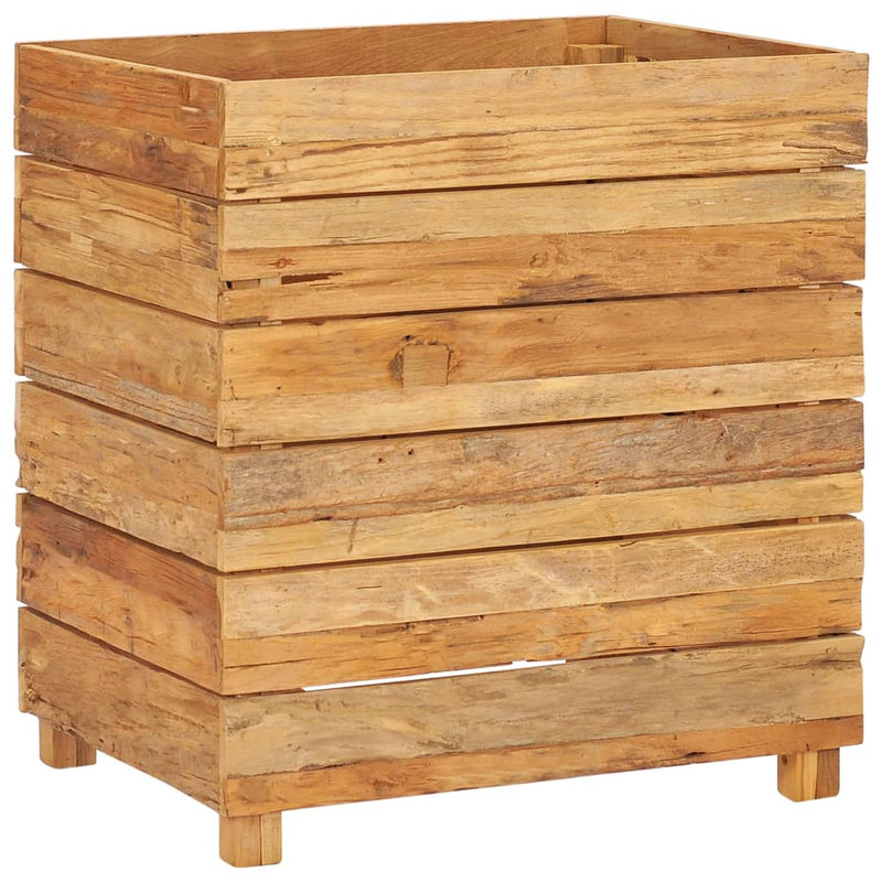 vidaXL újrahasznosított tíkfa és acél magaságyás 50 x 40 x 55 cm